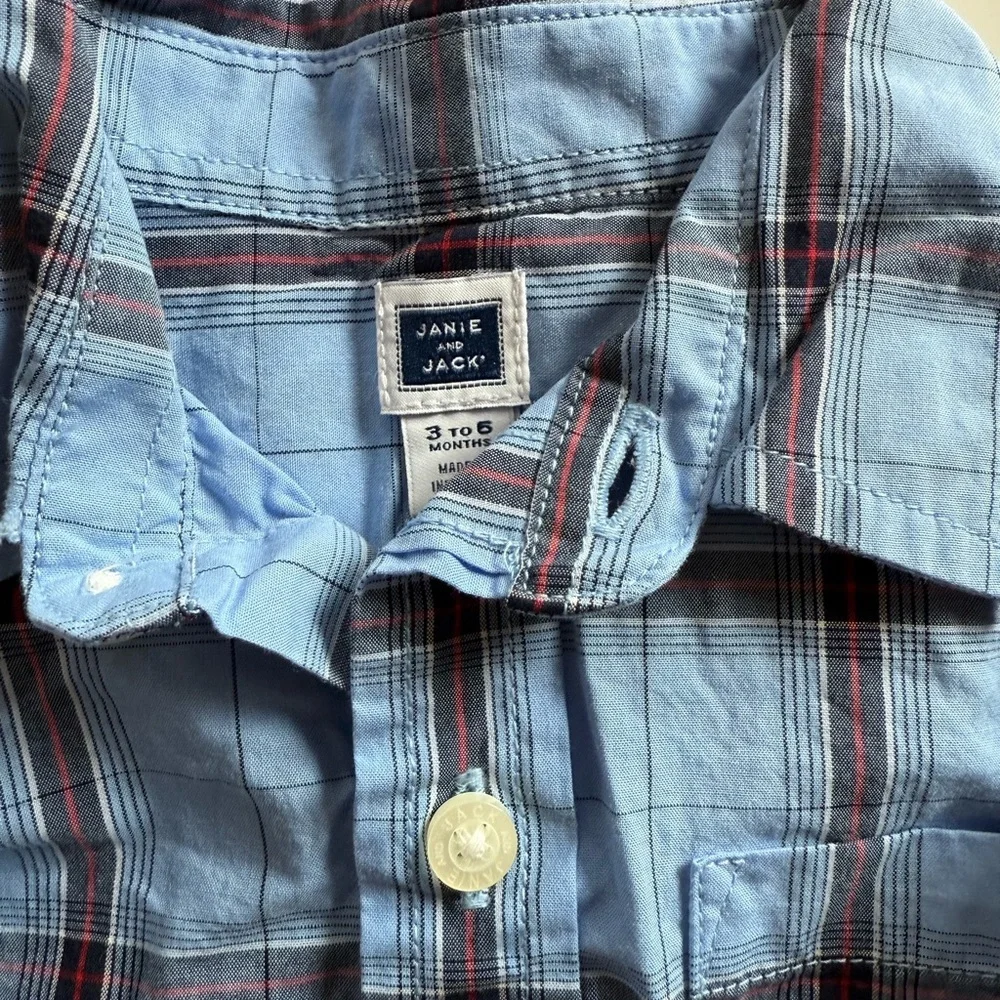 Janie and Jack‎ toddler boy dress shirt Blue Plaid Button-Up baby boy
